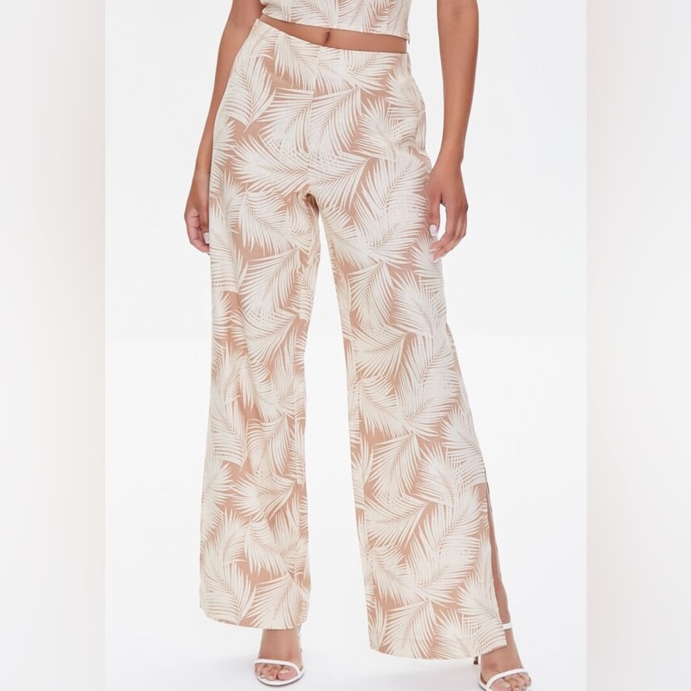 Forever21 Linen Blend Leaf Print Pants - Picture 2 of 5